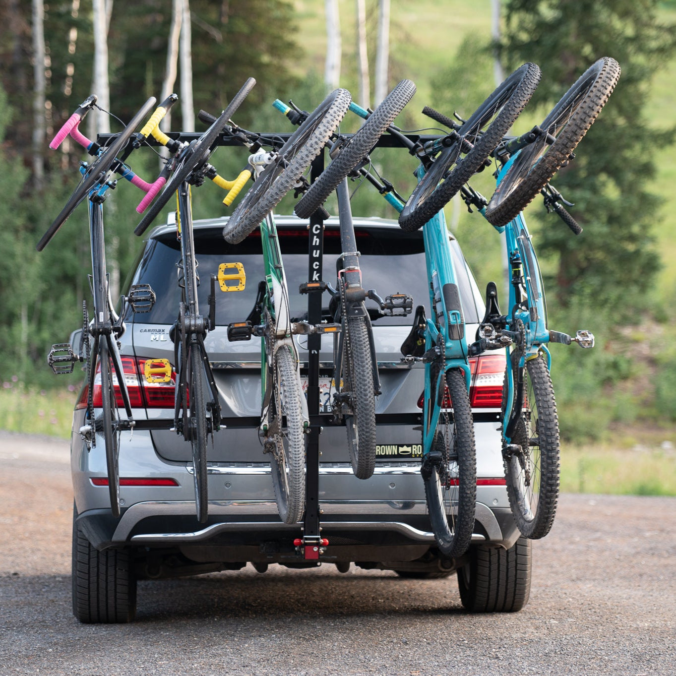 Chuck Rack 6‑Bike Rack + Full‑Tilt BASE Post | Family‑Ready Hitch Rack
