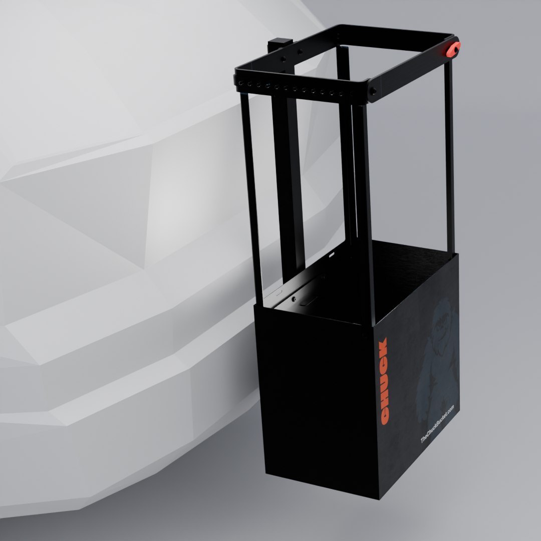 Chuck bucket on 3D rendered silhouette vehicle